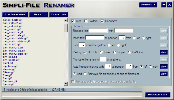 Screenshot of Simpli-File Renamer