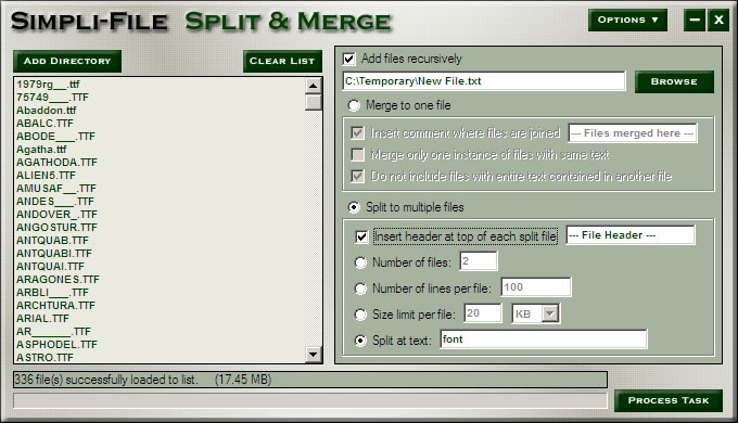 Simpli-File Split and Merge - Splits or Merges any number of files!