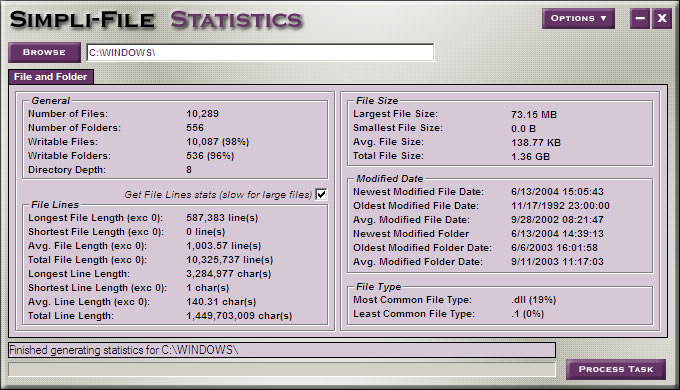 Simpli-File Statistics - Get Statistics for your files and folders!